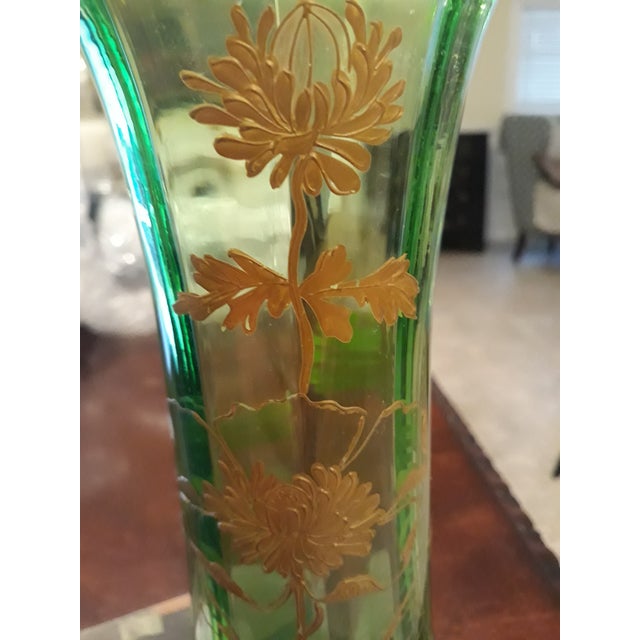 1950s Vintage 50s Green Glass Vase For Sale - Image 5 of 8