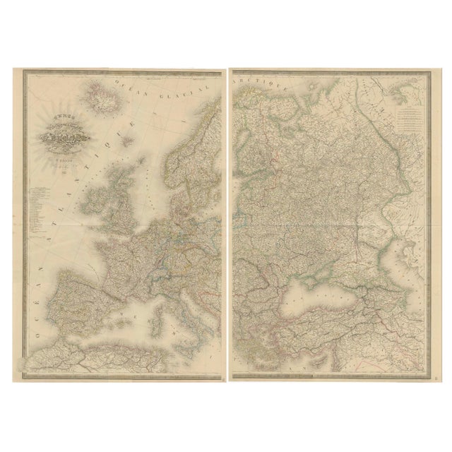 Majestic 19th century map of europe by andriveau-goujon - complete continental view - circa 1849 this magnificent and...