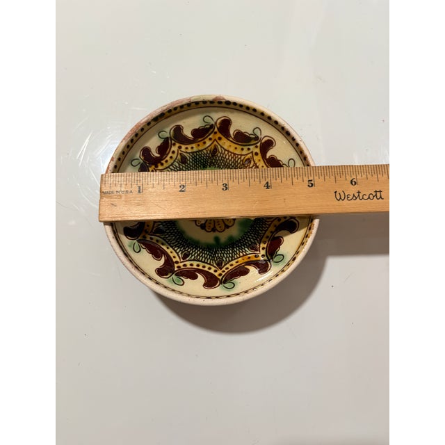 Vintage 5” Hand-Painted Kosiv Bowl - Traditional Hutsul Sgraffito Folk Art For Sale - Image 4 of 5