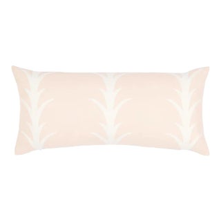 Schumacher x Celerie Kemble Acanthus Stripe 30" Lumbar Pillow in Blush For Sale