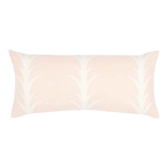 Schumacher x Celerie Kemble Acanthus Stripe 30" Lumbar Pillow in Blush For Sale