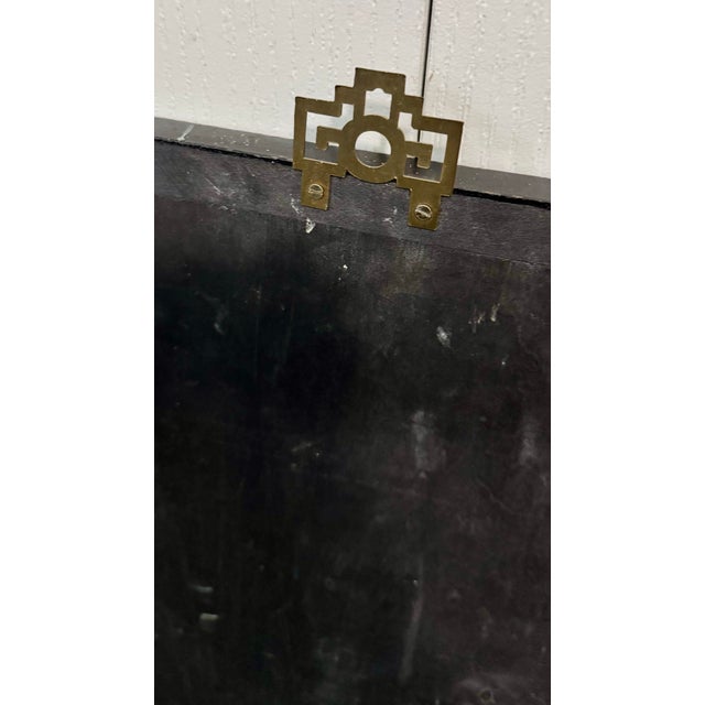 Wood Vintage Mid-Century Chinoiserie Black Lacquer & Mother-of-Pearl Geisha Wall Panels - A Pair For Sale - Image 7 of 12