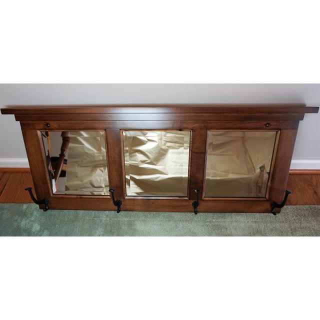 Wall Mount Entry Maple Wood Mirror Coat Rack Chairish