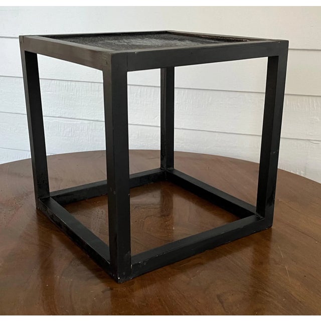 Wood Art Deco Japanese Black Wood Low Table or Cube Display Stand For Sale - Image 7 of 8