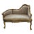 French Rococo Style Settee Sofa – Beige Embroidered Upholstery With Ornate Gold Leaf Frame For Sale