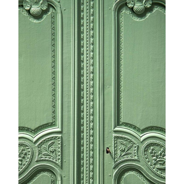 Wood Early 19th Century French Pistache Green Marriage Armoire For Sale - Image 7 of 17