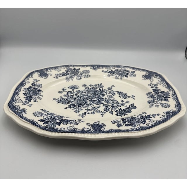 English Vintage Blue Staffordshire Kensington Balmoral Ironstone 12 "Platter For Sale - Image 3 of 4
