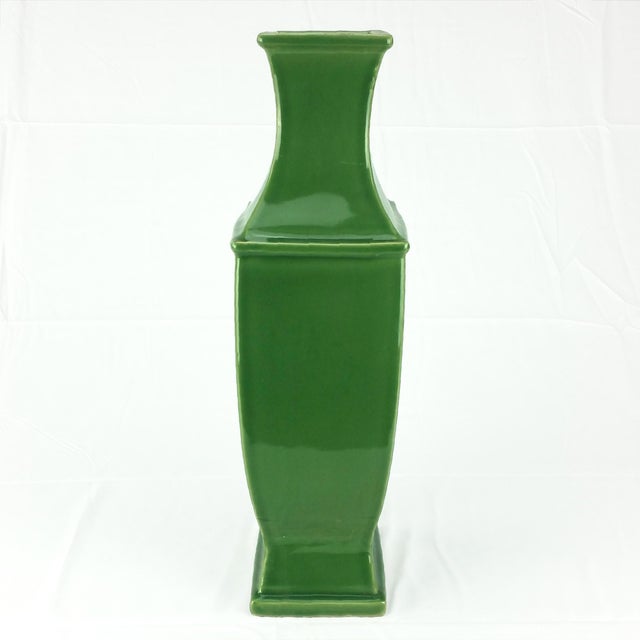 Ming Dynasty Styled Emerald Green Rectangular Vase Chairish