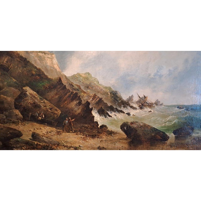 John Syer, Shipwreck on the Cornwall Coast, Oil on Canvas For Sale - Image 6 of 11