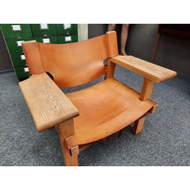 Wood Vintage Armchair in Oak and Leather by Børge Mogensen, 1960s For Sale - Image 7 of 12