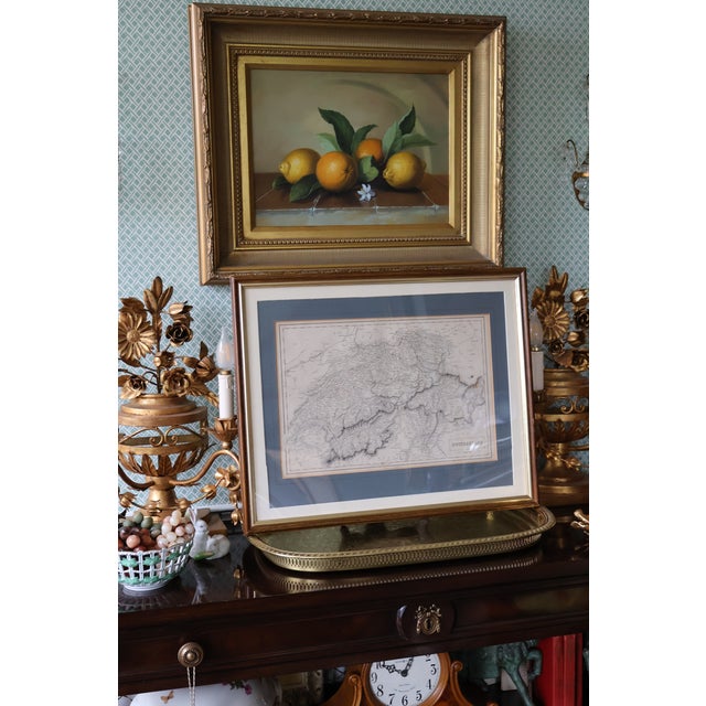Victorian Antique 1854 A. & C. Black Hand-Colored Map of Switzerland, Framed For Sale - Image 3 of 18