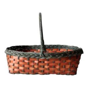 Vintage Red & Green Wicker Basket