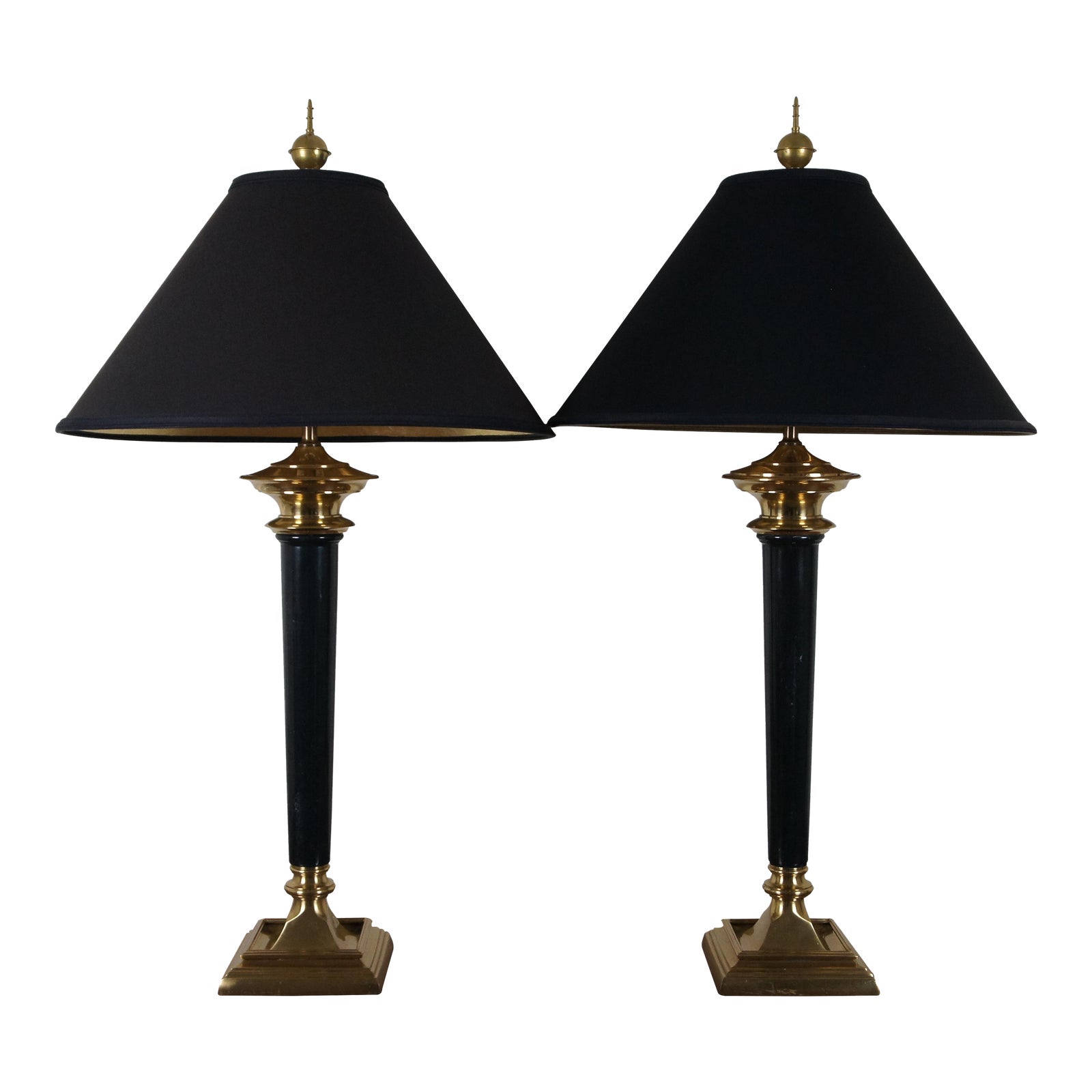 Vintage Late 20th Century Speer American Empire Black Marble & Brass