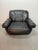 Black Large Italian Space Age Postmodern Black Leather Lounge Chair with Brass Buttons and Cord Lacing from Busnelli, 1970s For Sale - Image 8 of 14