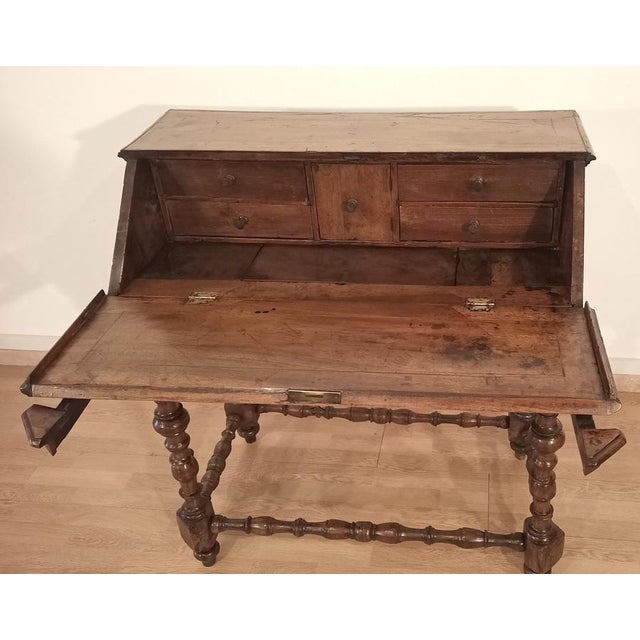 Louis XIII Style Walnut Flap Writing Desk, Italy, 18th Century For Sale - Image 13 of 18