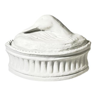 Vintage French White Majolica Pillivuyt Goose Terrine For Sale