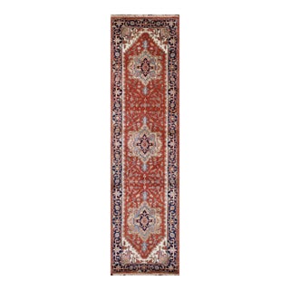 Serapi Rust/Navy Wool Runner- 2' 6'' X 8' 0'' For Sale