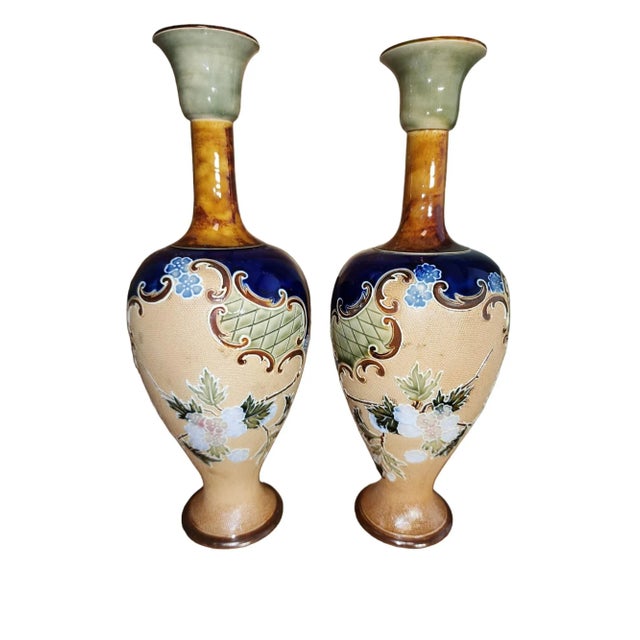 Late 19th Century Late 19th Century Royal Doulton Slaters Patent Vases Pair For Sale - Image 5 of 5