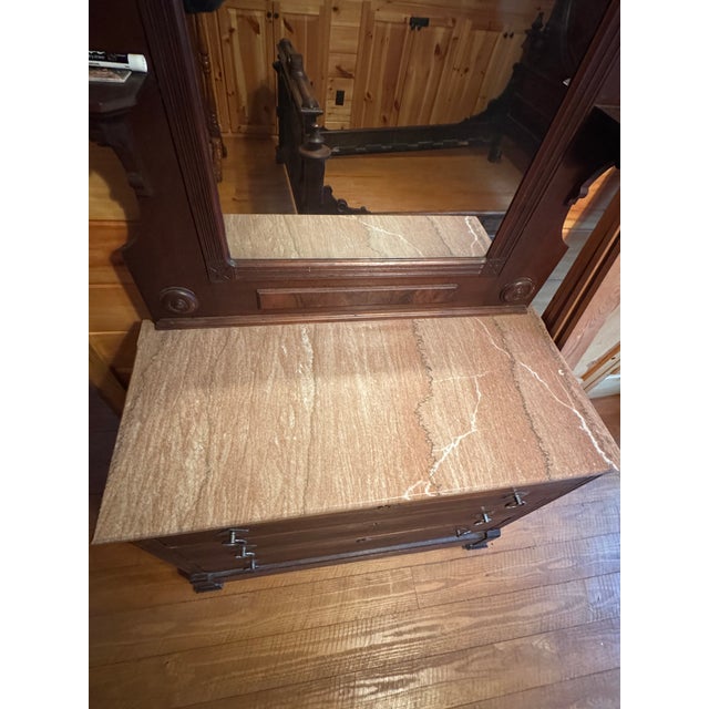 Late Victorian Renaissance Revival Walnut Bedroom Suite, C. 1890–1905 — 3 Pieces For Sale - Image 11 of 15