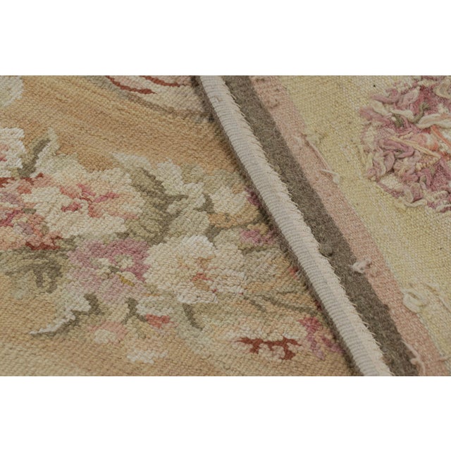 Textile Rug & Kilim’s Aubusson Style Rug in Light Gold and Cream With Floral Medallion For Sale - Image 7 of 7