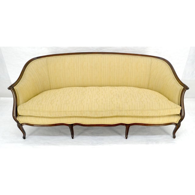Fine Carved Gold Upholstery Country French c1920s Down Filled Cushion Sofa MINT For Sale - Image 12 of 15