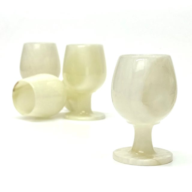 Mid 20th Century Mid 20th Century Translucent White Afghan Jade Goblets - Set of 4 For Sale - Image 5 of 7