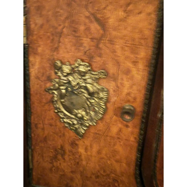 Antique French-Style Writing Desk With Ornate Carvings & Inlaid Wood For Sale - Image 12 of 14
