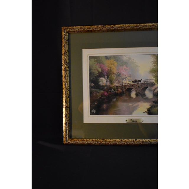 Vtg. Thomas Kinkade Hometown Bridge Framed Matted Art Lithograph Print For Sale - Image 9 of 17