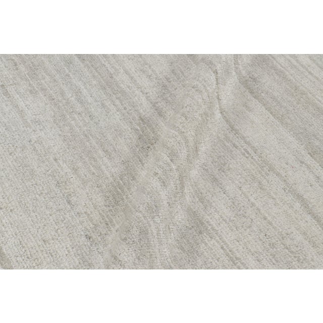 Gray Rug & Kilim’s Modern Textural Square Rug in Silver-Gray Tones For Sale - Image 8 of 9