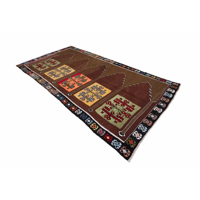 Mid-Century Modern Vintage Turkish Kars Kilim Rug For Sale - Image 3 of 7