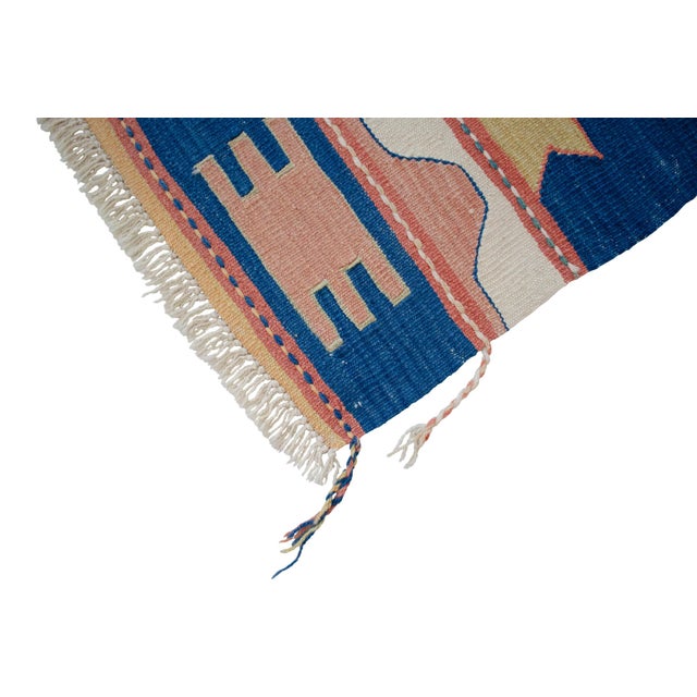 Turkish Rug Hand-Woven Oushak Kilim Rug Vintage but Unused Home Decor - 4'1" X 5'8" For Sale - Image 11 of 12