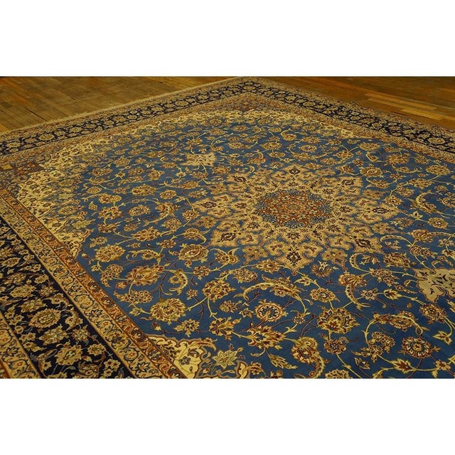 A one-of-a-kind antique Isfahan rug, The piece measures approximately 10’0″ × 13’10” (per the seller listing) — a...