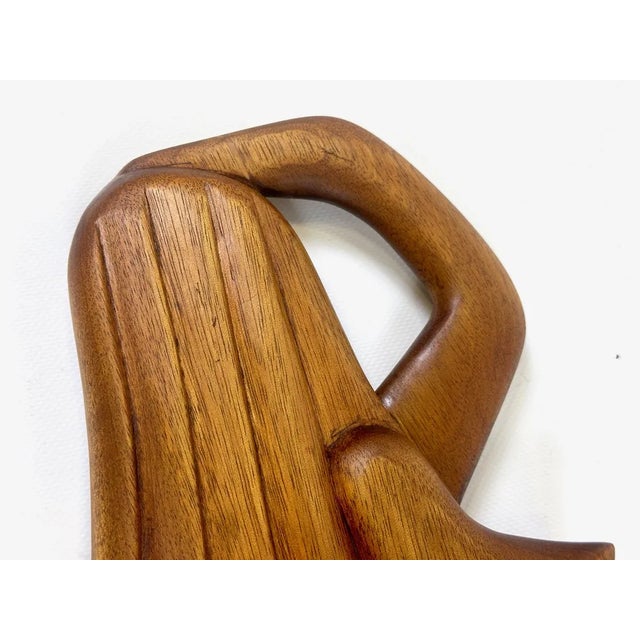 Mid-Century Italian Carved Oak Wall Sculpture of Nude Female, 1960s For Sale - Image 4 of 11