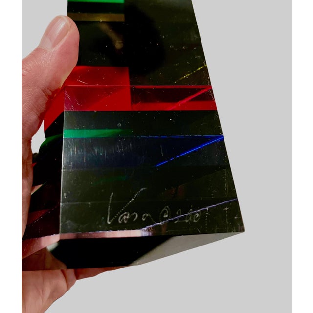 Vasa Velizar Mihich, Hand Signed Dated 2001 Colorful Acrylic Vasa Laminated Lucite Triangle Sculpture, 2001 For Sale - Image 17 of 18