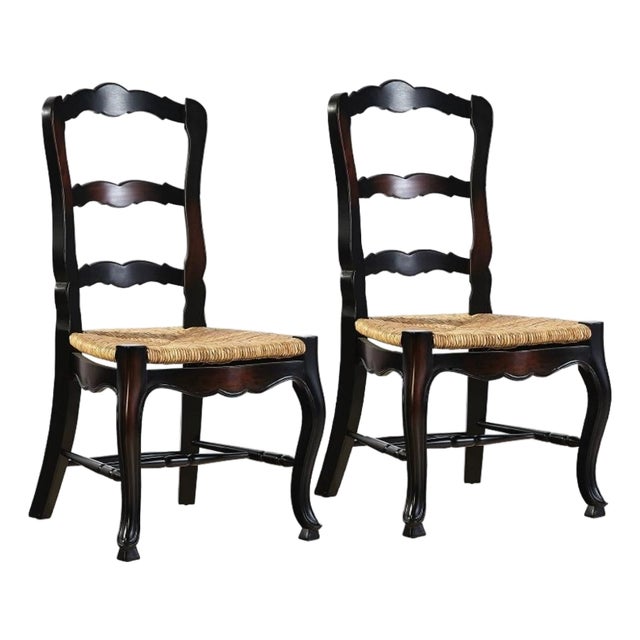 French Ladderback Armless Chair (Set of 2) by Furniture Classics For Sale