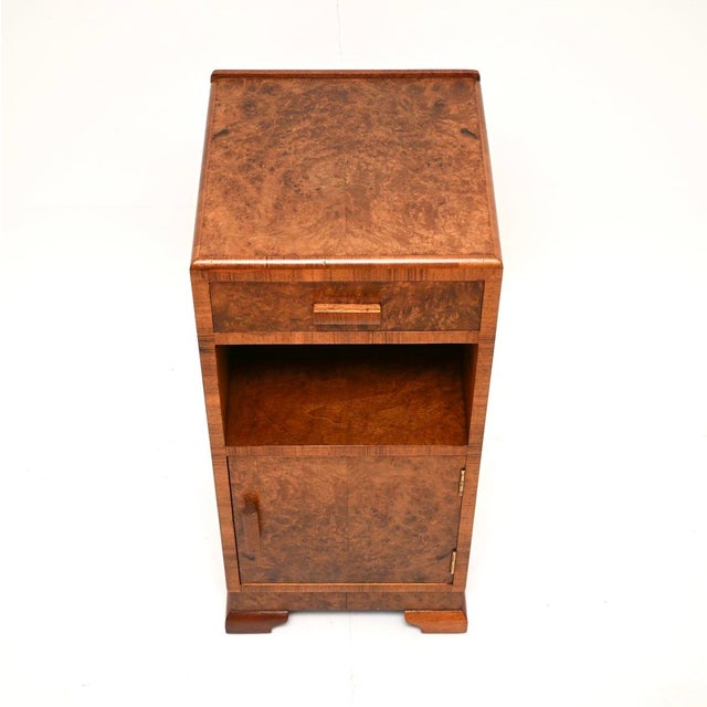 Wood Art Deco Burr Walnut Bedside Cabinet, 1930 For Sale - Image 7 of 11