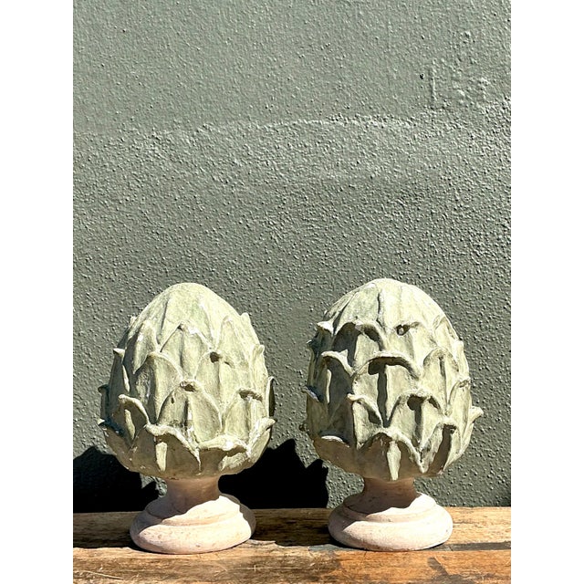 Wood Vintage Faux Finished Wooden Artichokes - A Pair For Sale - Image 7 of 12