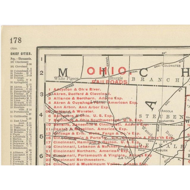 Antique Map of Ohio The Buckeye State by Rand McNally, 1899 For Sale - Image 6 of 12