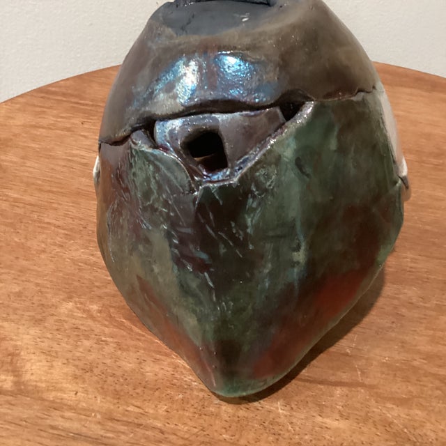 Vintage Raku Style Pottery Hand Crafted Multi Fired Stoneware Bowl With Glaze and Luster For Sale - Image 10 of 12