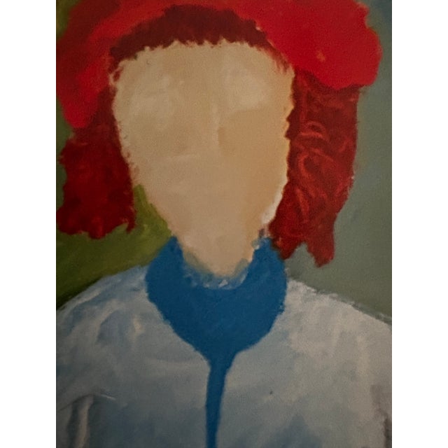 Large Vintage Abstract Oil Portrait Painting by JoAnne Fleming, 40” X 30” For Sale - Image 4 of 9