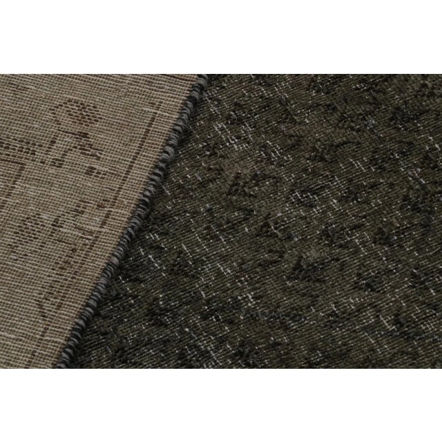 Textile Vintage Persian Rug in Green With Brown Geometric Patterns, From Rug & Kilim For Sale - Image 7 of 7