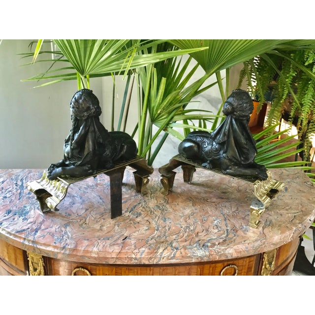 French Bronze Chenets - a Pair For Sale - Image 3 of 6