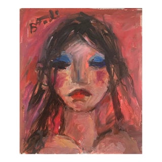 Bruno Paoli "Cassola in May" Original Italian Modern Figurative Portrait, 20th Century Florence Italy Fine Art Painting, Oil on Canvas, 24x21.5" For Sale