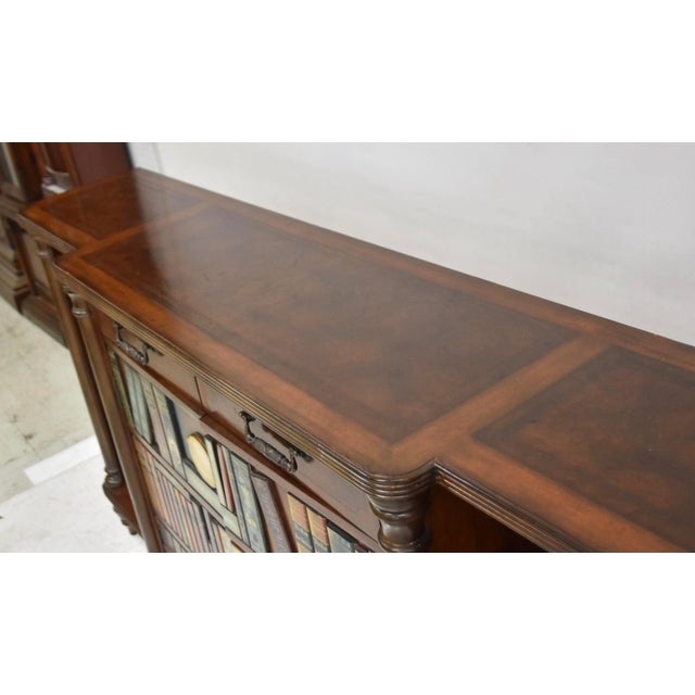 Maitland-Smith Trompe-L‚Äôoeil Book Form Leather Top Fruitwood Library Cabinet / Credenza / Console For Sale - Image 9 of 12
