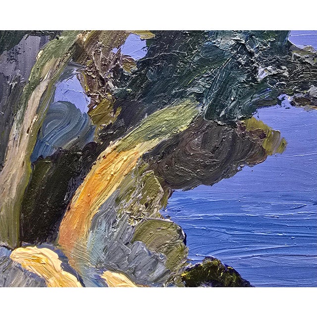 1960s Roger Muhl -Abstract Coastline Landscape at Spring -Oil Painting For Sale - Image 5 of 9