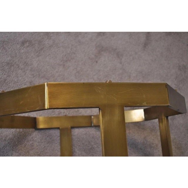 Vintage Mastercraft Hollywood Regency Brass & Octagonal Glass Coffee Table For Sale - Image 9 of 11