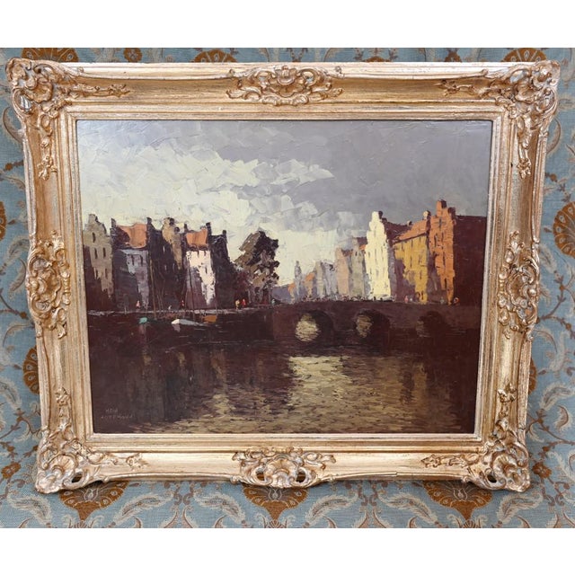 After Hein Hoppmann, German Expressionist Canal Scene, 1890s, Oil Painting For Sale - Image 12 of 12
