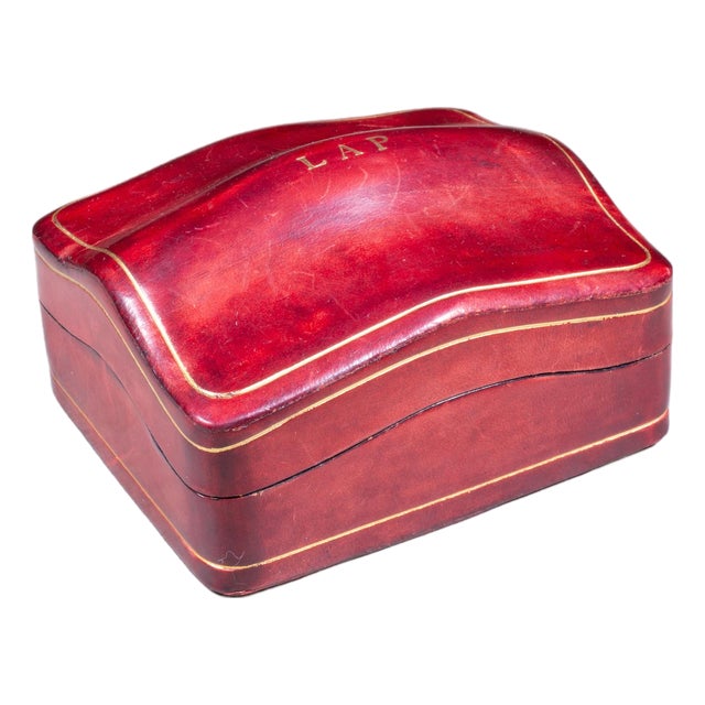 Mid-Century Italian Mongrammed Humpback Calfskin Trinket Box c.1960 For Sale