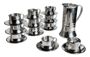 Vintage Coffee Set in Stainless Steel for Ten People, 1980s, Set of 23