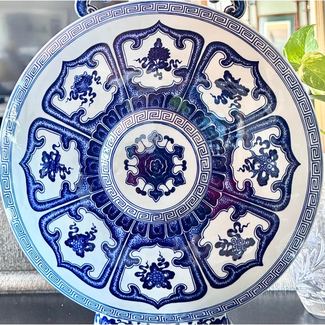 Large Blue & White Chinese Qainlong Style Moon Flask Vase For Sale - Image 6 of 11